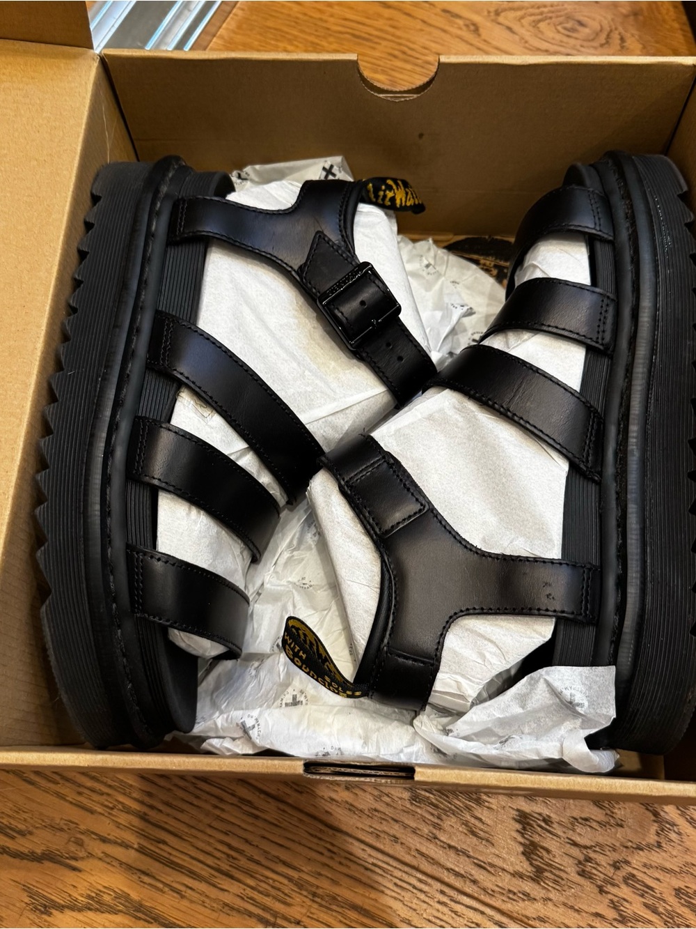 Dr. Martens Blaire Black Leather Platform Sandals Women’s 8
